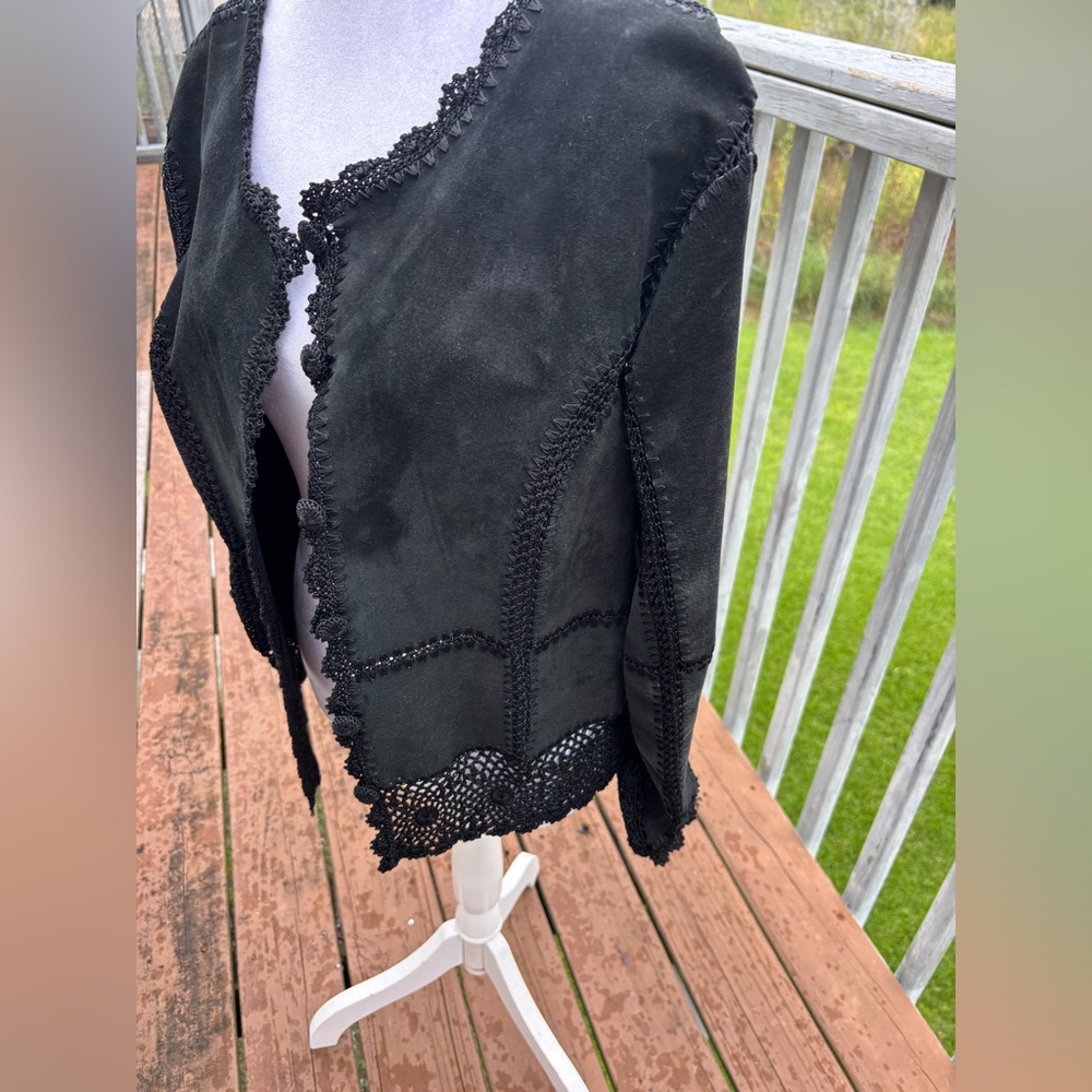 Suede Essentials Black Cropped Jacket Cardigan - image 3